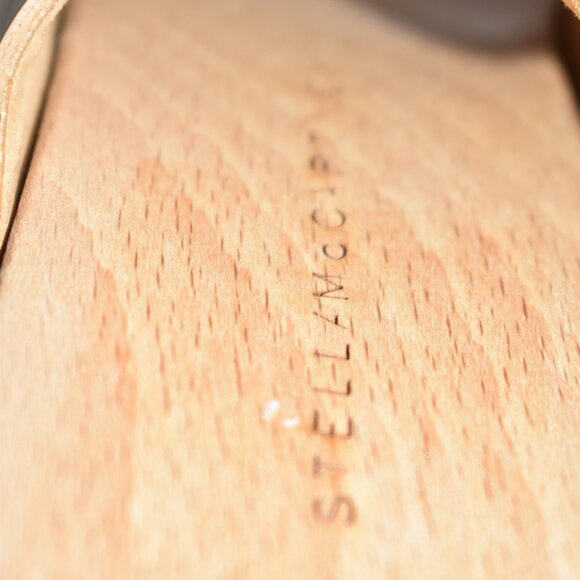 $850 STELLA MCCARTNEY PERCY PLATFORM CRISS CROSS LEATHER SANDAL CAMEL 37 (DB23) - Picture 6 of 8